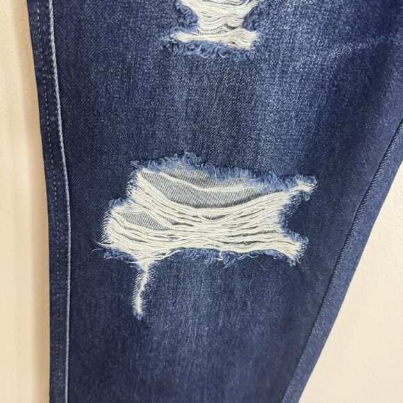 Judy Blue Jeans Womens 13/31 Dark Rigid Front Stretch Back Distressed Raw Hem - Picture 4 of 15